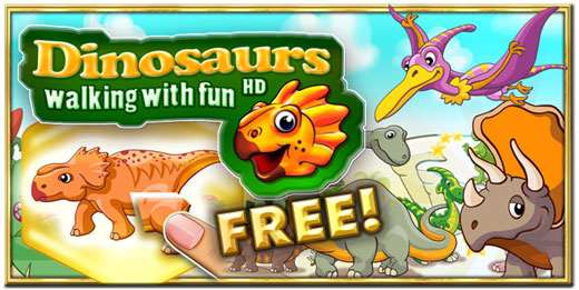 Dinosaurs walking with fun 2D